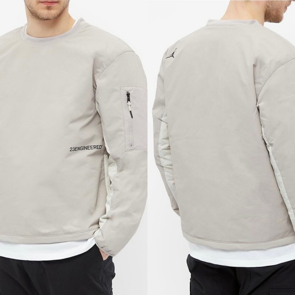 Jordan 23 Engineered Pullover Jacket‎ Gray Nylon Side Zip Pocket Mens